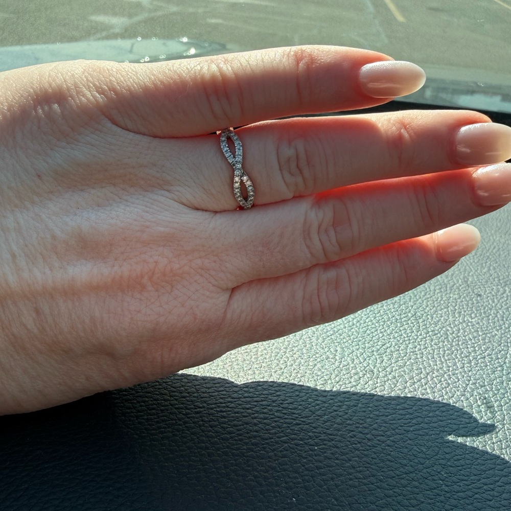 14k Rose Gold Diamond Infinity Band 💍 0.38ct Wedding Ring